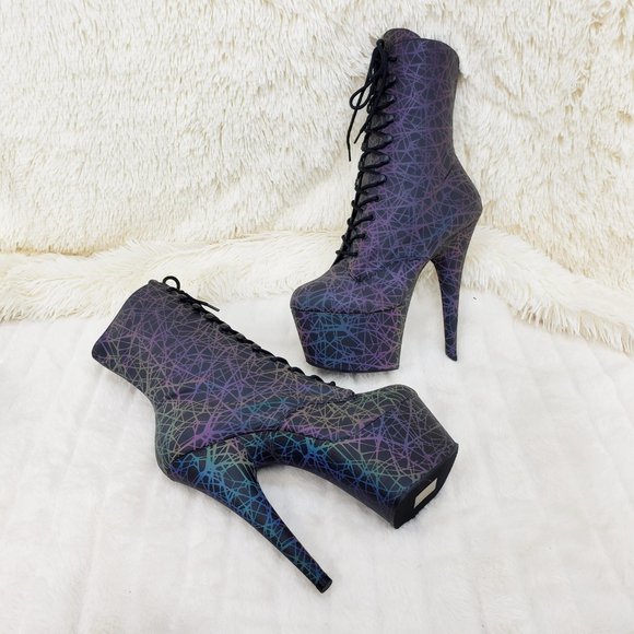 Reflective Geometric Platform High Heel Ankle Boots - Picture 5 of 17